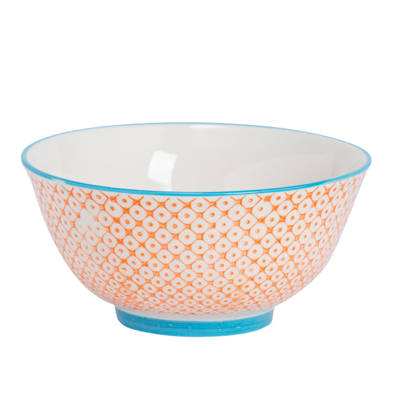 Nicola Spring Hand-Printed Cereal Bowl - 16cm - Orange