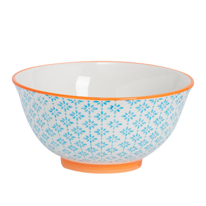Nicola Spring Hand-Printed Cereal Bowl - 16cm - Light Blue