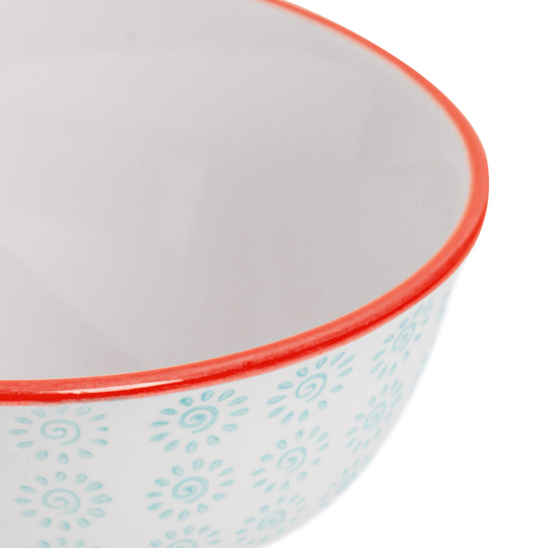Nicola Spring Hand-Printed Cereal Bowl - 16cm - Turquoise