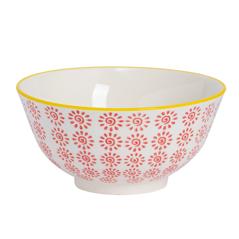 Nicola Spring Hand Printed Cereal Bowl - 16cm - Red