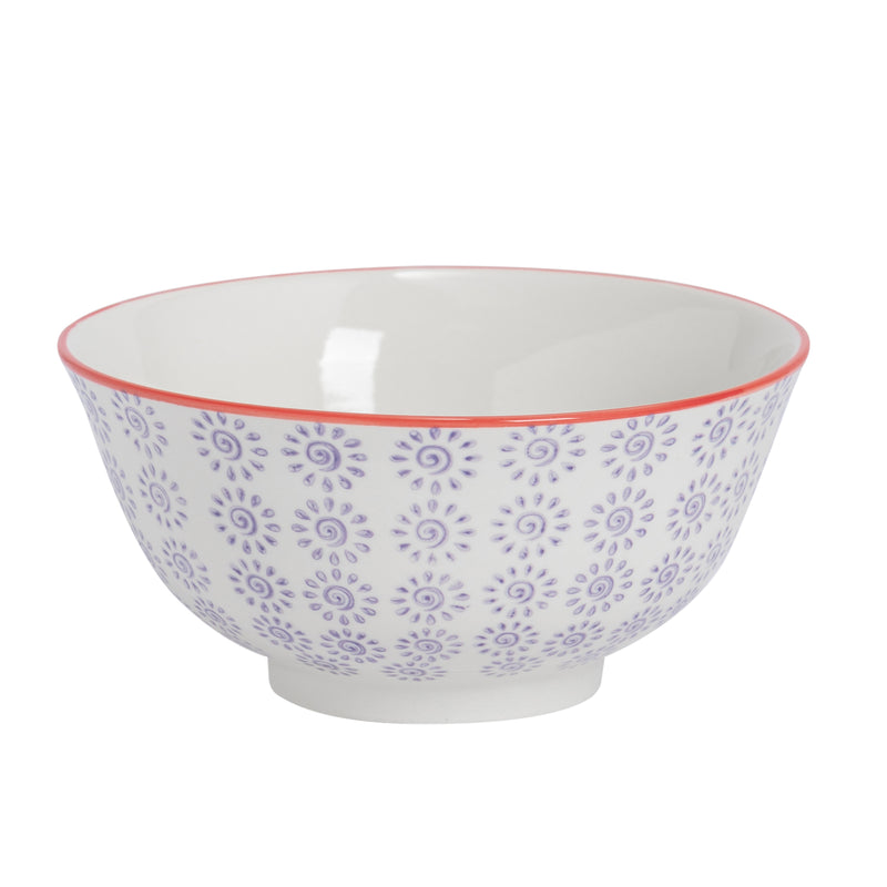 Nicola Spring Hand Printed Cereal Bowl - 16cm - Purple