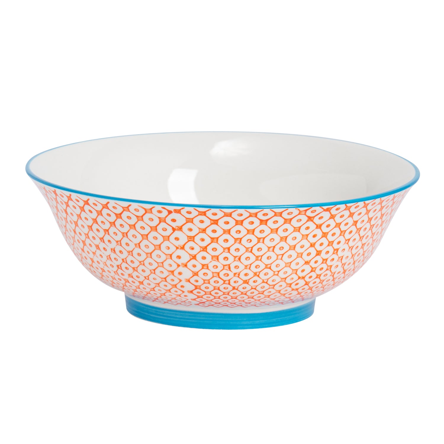 Nicola Spring Hand-Printed Serving Bowl - 21.5cm - Navy