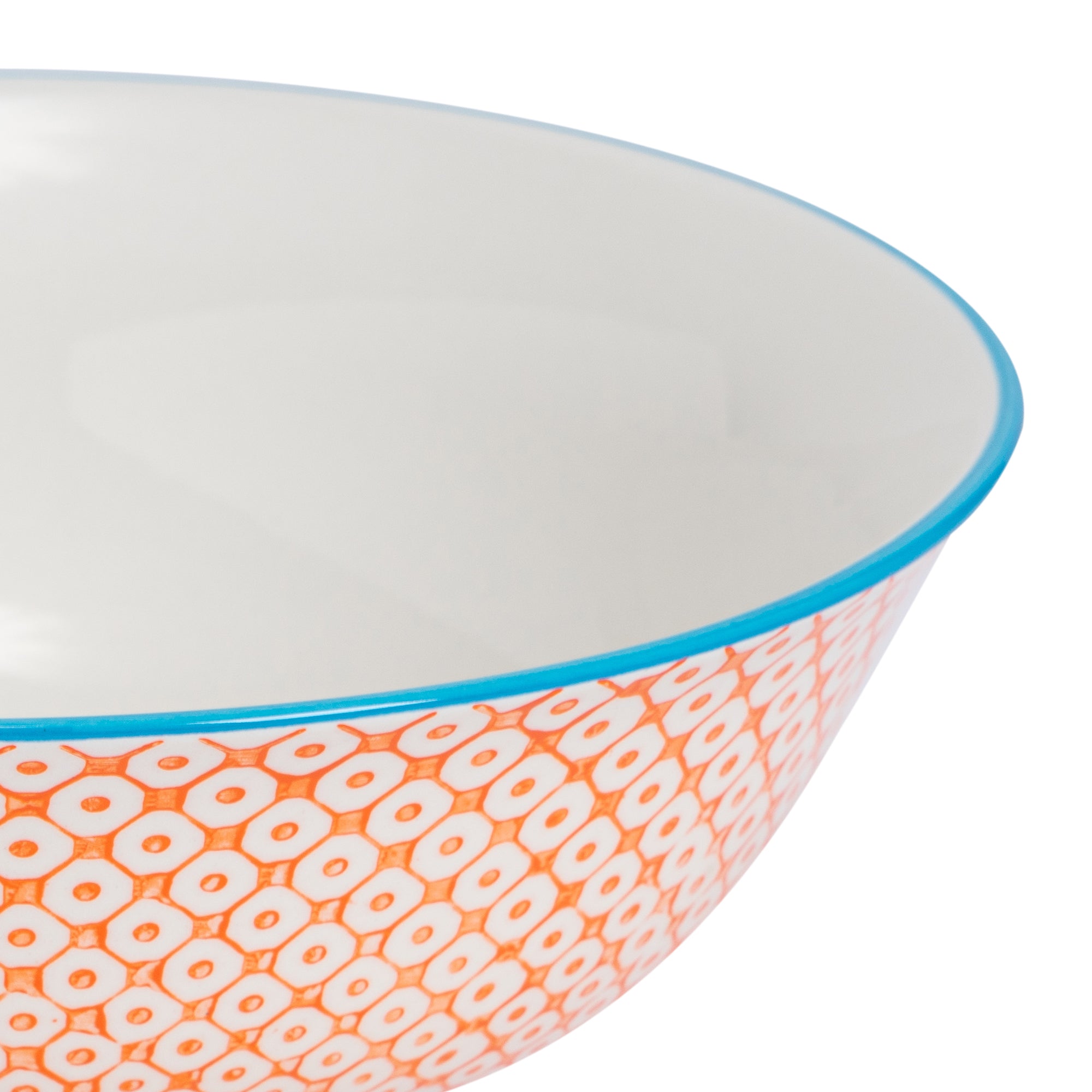 Hand-Printed Serving Bowl - 21.5cm - Orange