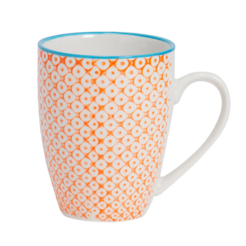 Nicola Spring Hand-Printed Coffee Mug - 360ml - Orange
