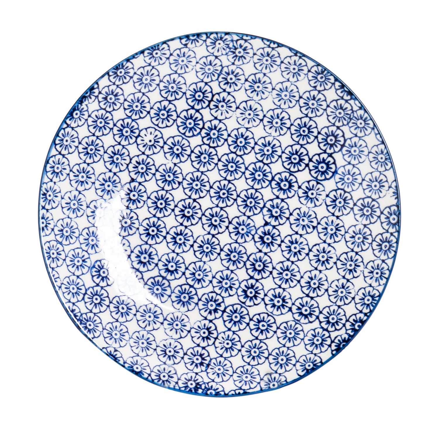 Nicola Spring Hand-Printed Side Plate - 18cm - Navy