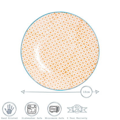 Hand-Printed Side Plate - 18cm - Orange