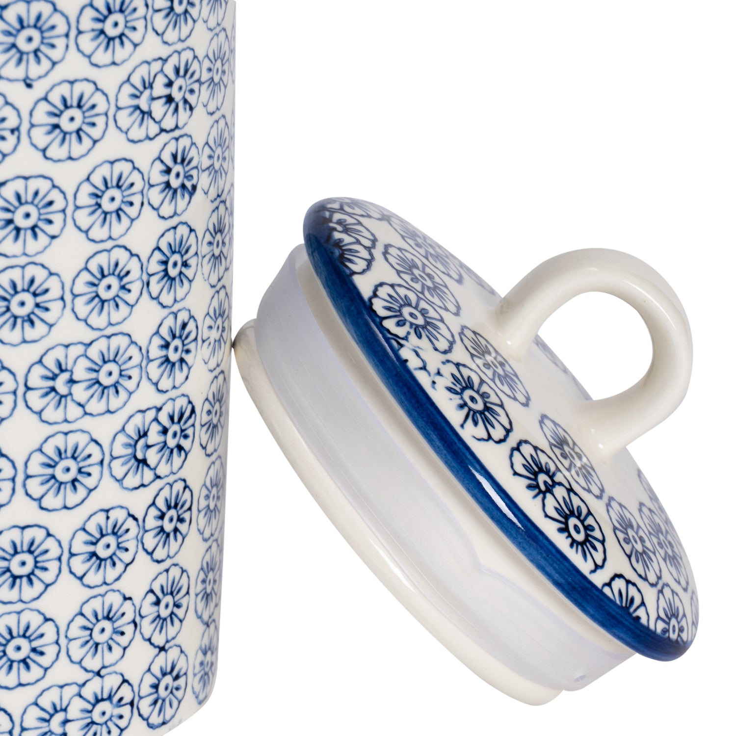 Hand-Printed Kitchen Canister - Navy