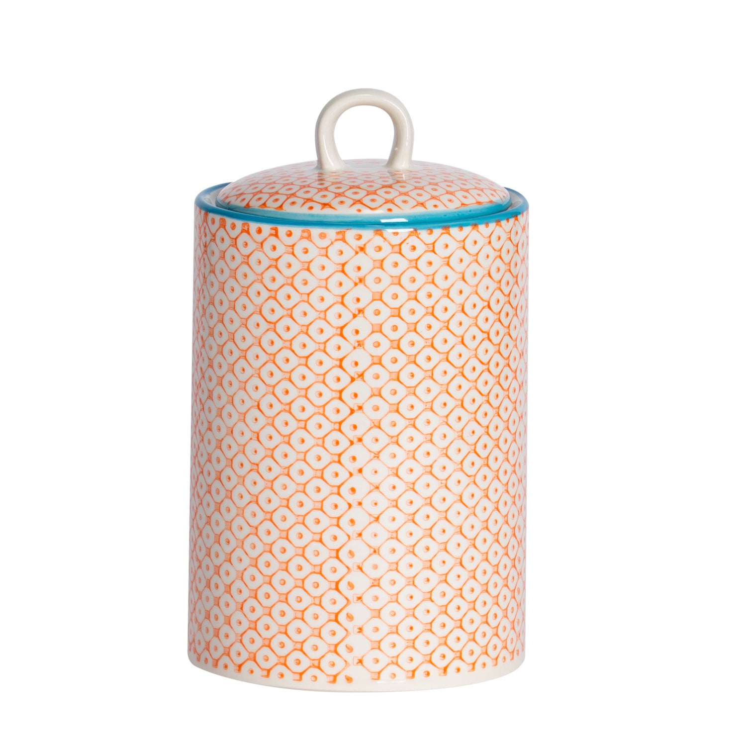 Nicola Spring Hand-Printed Kitchen Canister Orange Wholesale