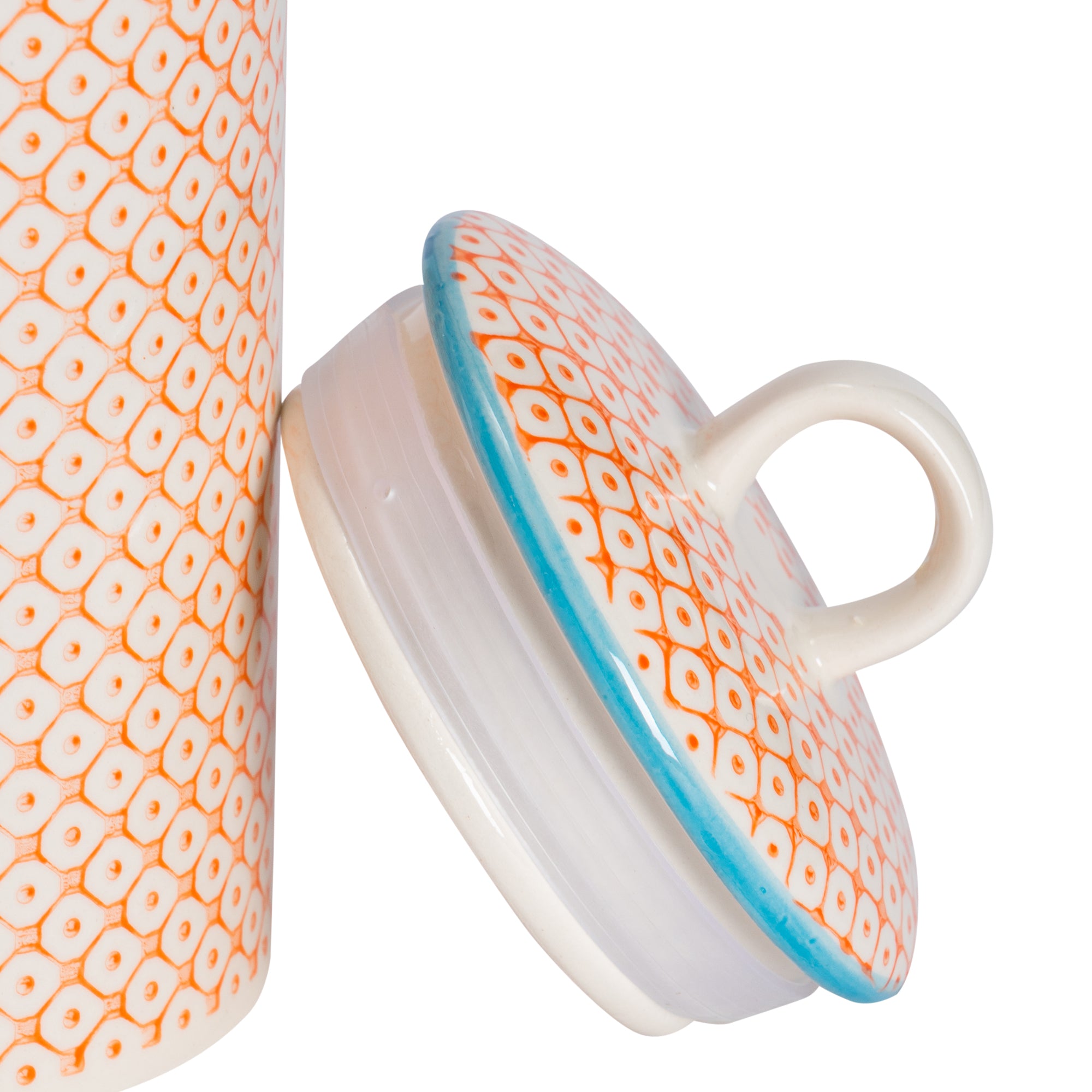 Hand-Printed Kitchen Canister - Orange