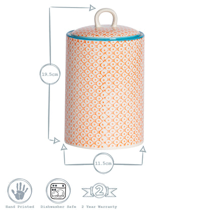 Hand-Printed Kitchen Canister - Orange