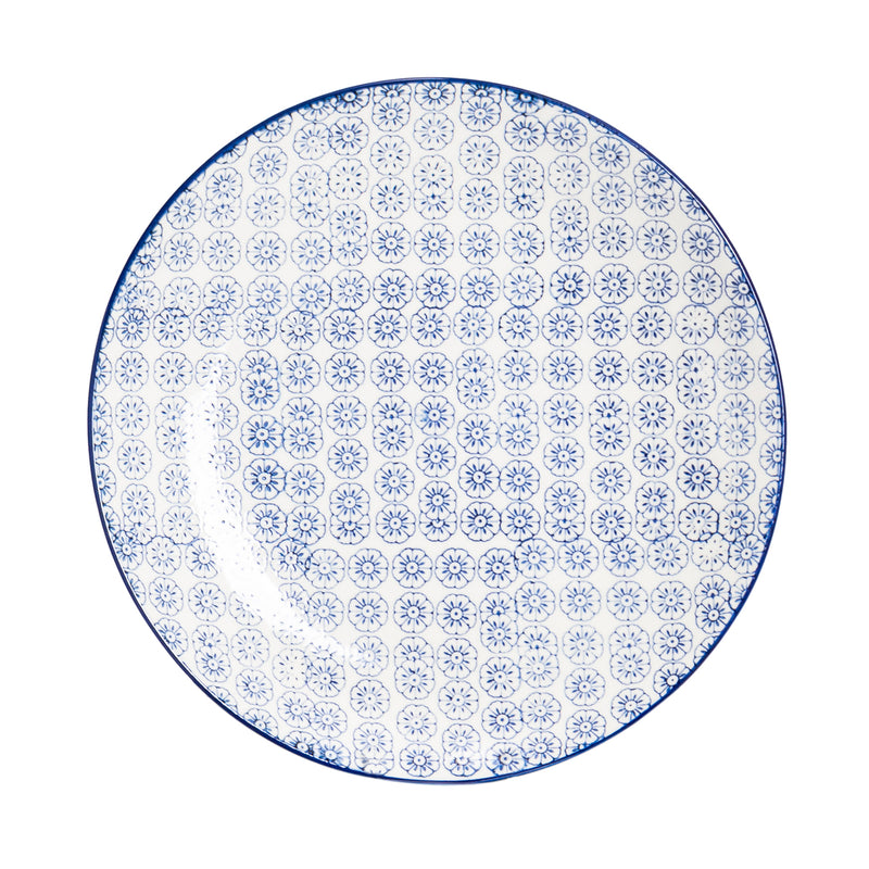 Nicola Spring Hand-Printed Dinner Plate - 25.5cm - Navy
