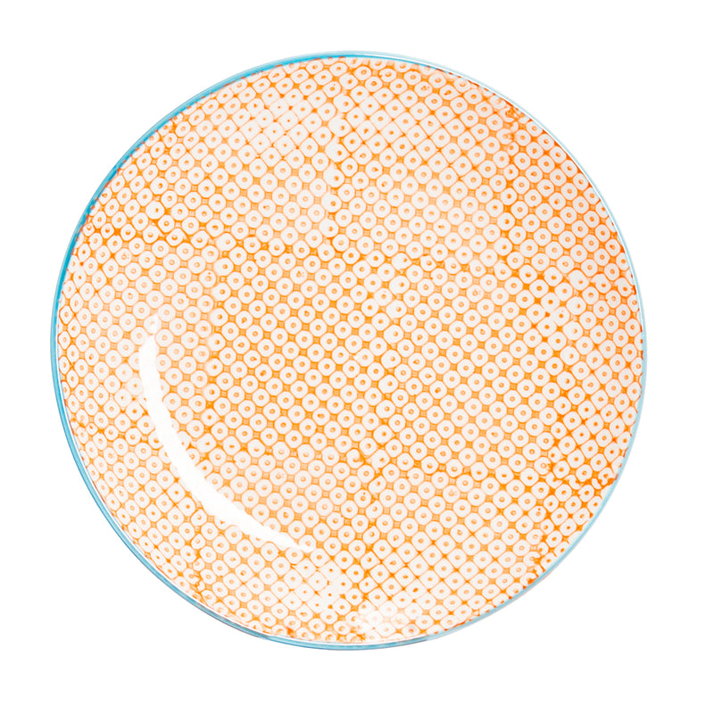 Nicola Spring Hand-Printed Dinner Plate - 25.5cm - Orange