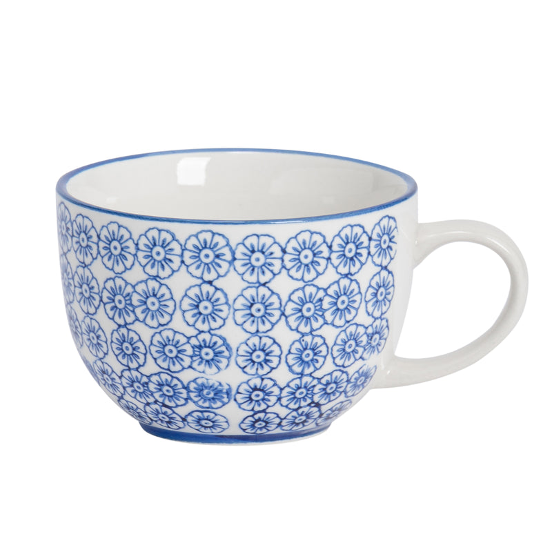 Nicola Spring Hand-Printed Cappuccino Cup - 250ml - Navy