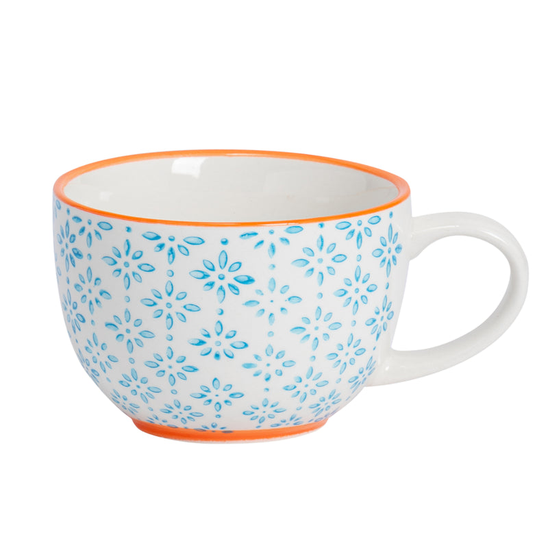 Nicola Spring Hand-Printed Cappuccino Cup - 250ml - Light Blue