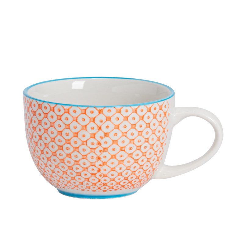 Nicola Spring Hand-Printed Cappuccino Cup - 250ml - Orange