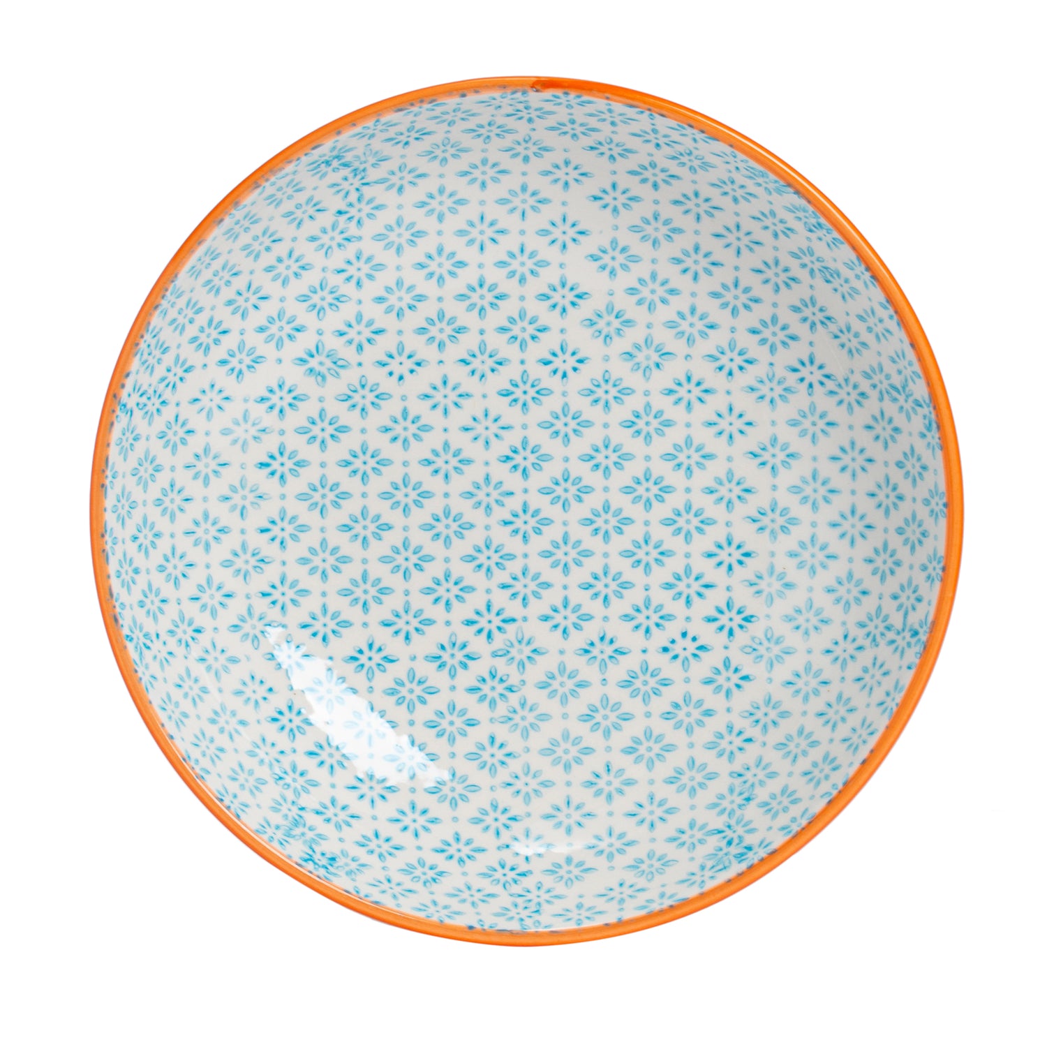 Hand-Printed Pasta Bowl - 22cm - Light Blue