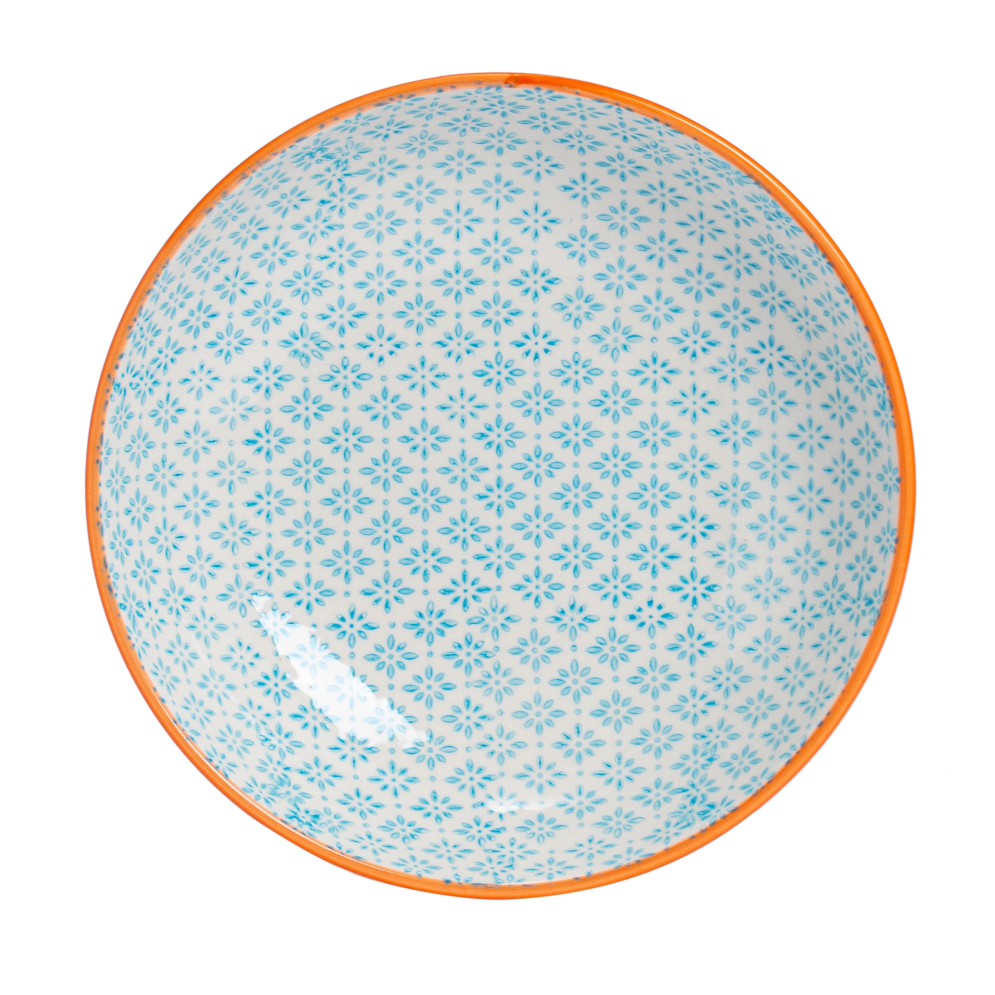 Hand-Printed Pasta Bowl - 22cm - Light Blue