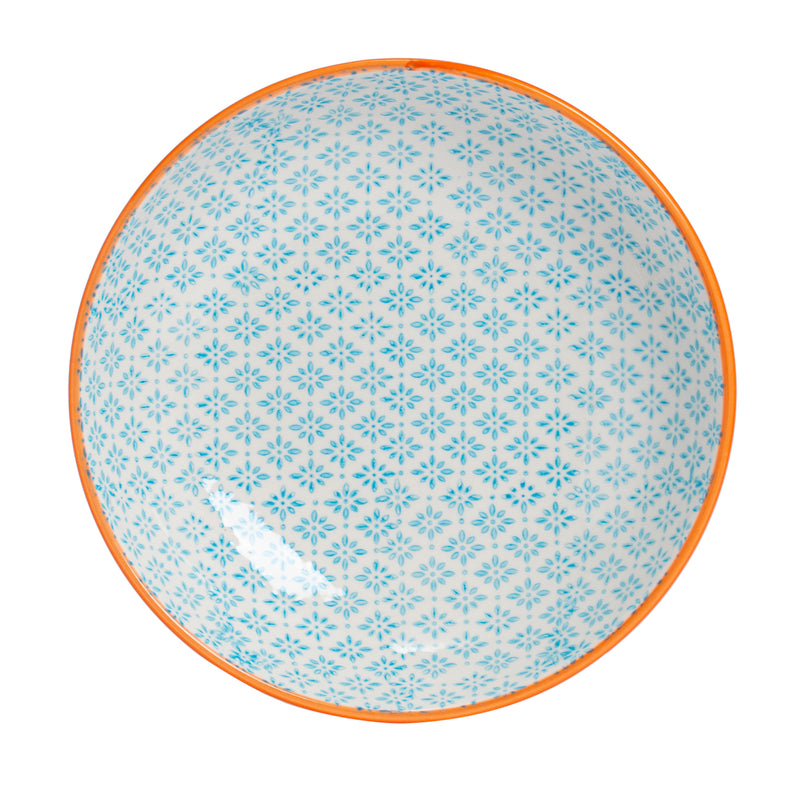 Nicola Spring Hand-Printed Pasta Bowl - 22cm - Light Blue