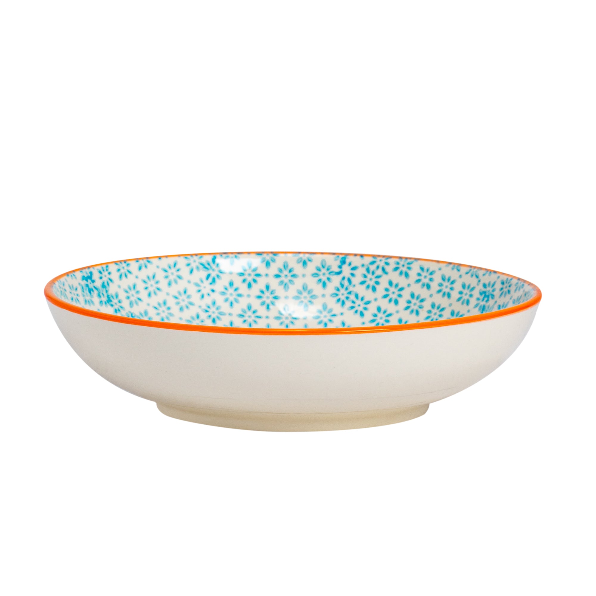 Nicola Spring Hand-Printed Pasta Bowl - 22cm - Light Blue