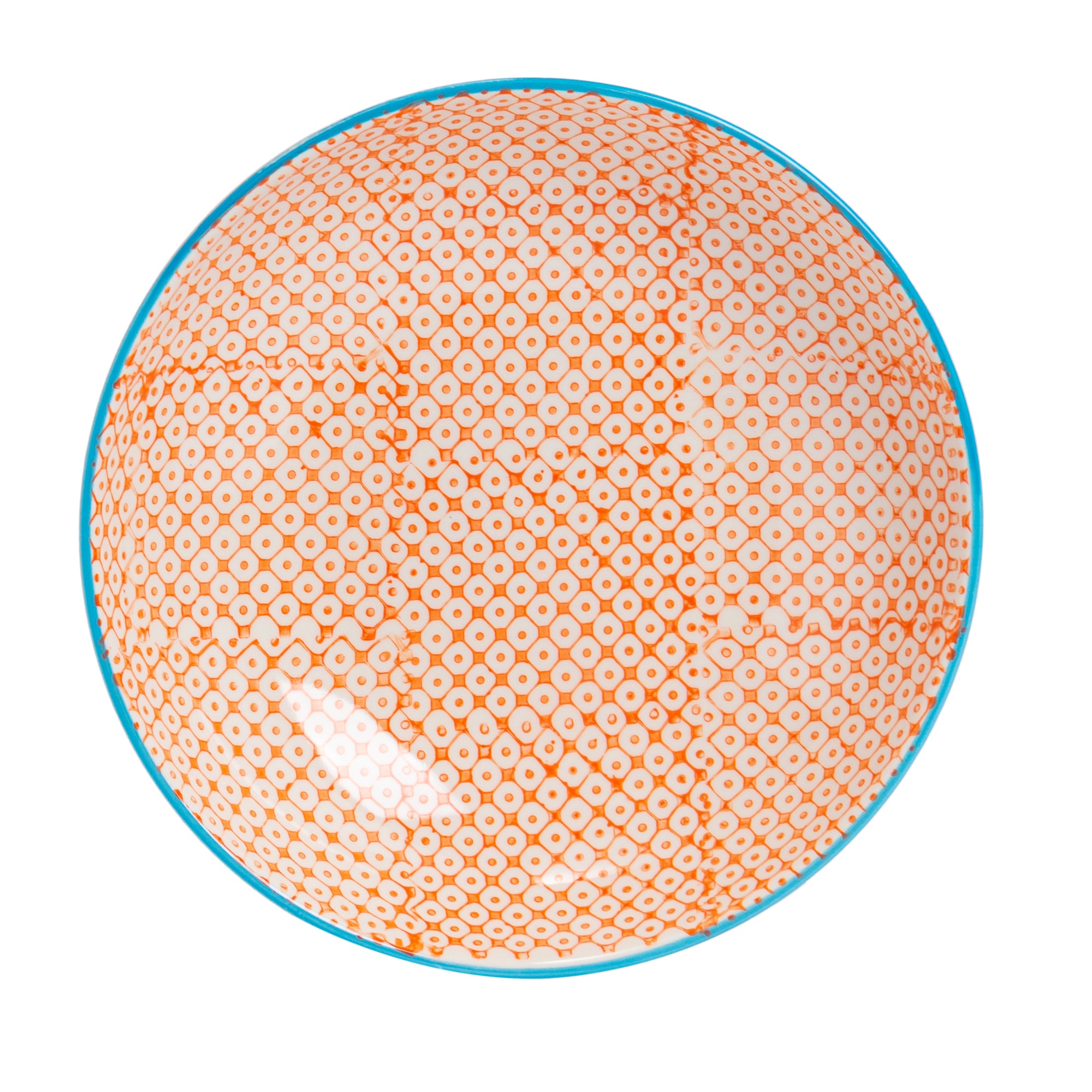 Hand-Printed Pasta Bowl - 22cm - Orange
