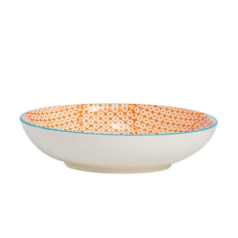 Nicola Spring Hand-Printed Pasta Bowl - 22cm - Orange