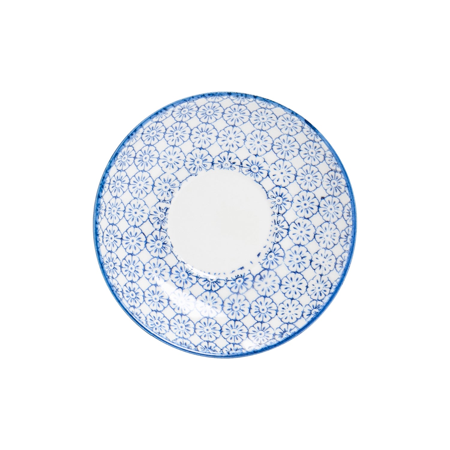 Nicola Spring Hand-Printed Cappuccino Saucer - 14.5cm - Navy