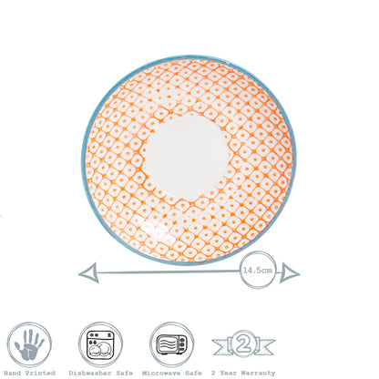 Hand-Printed Cappuccino Saucer - 14.5cm - Orange