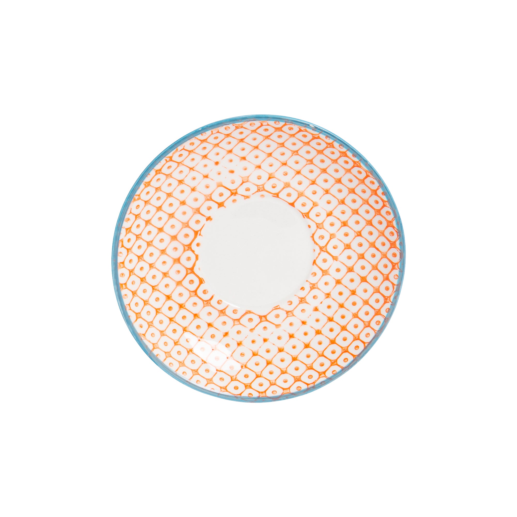 Nicola Spring Hand-Printed Cappuccino Saucer - 14.5cm - Orange