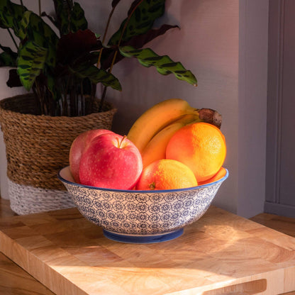 Nicola Spring Patterned Fruit and Salad Bowl - Blue Flower