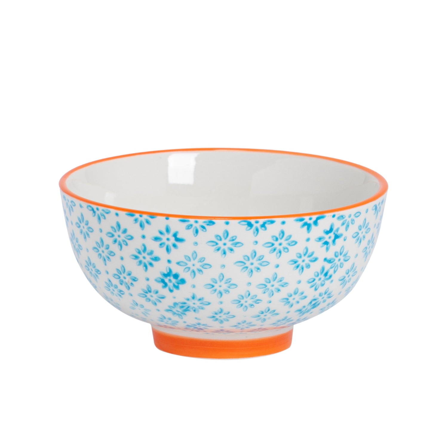 Nicola Spring Hand-Printed Rice Bowl - 12cm - Light Blue
