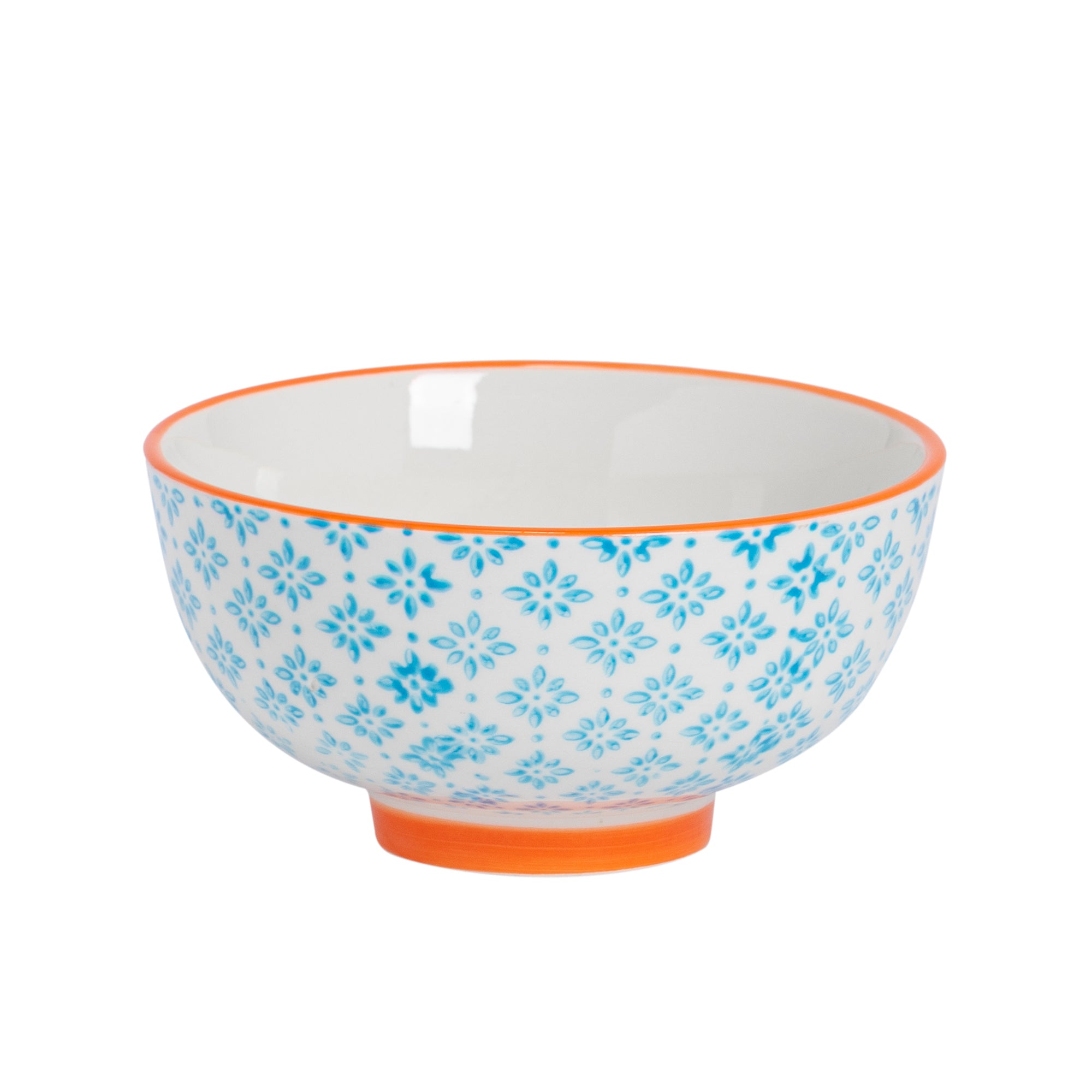 Nicola Spring Hand-Printed Rice Bowl - 12cm - Light Blue