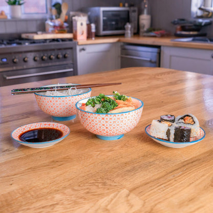 Nicola Spring Patterned Rice Bowl - Orange and Blue