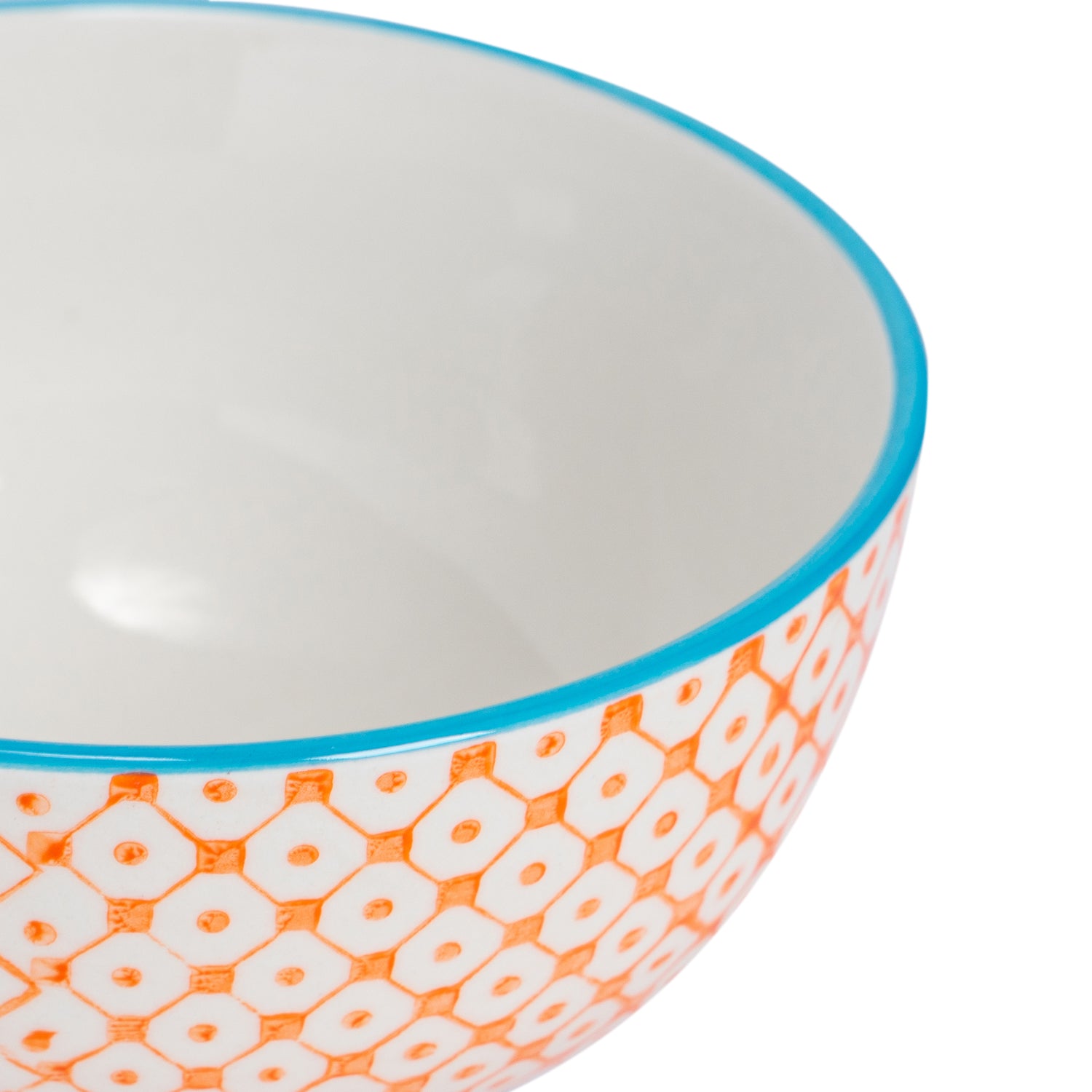 Hand-Printed Rice Bowl - 12cm - Orange