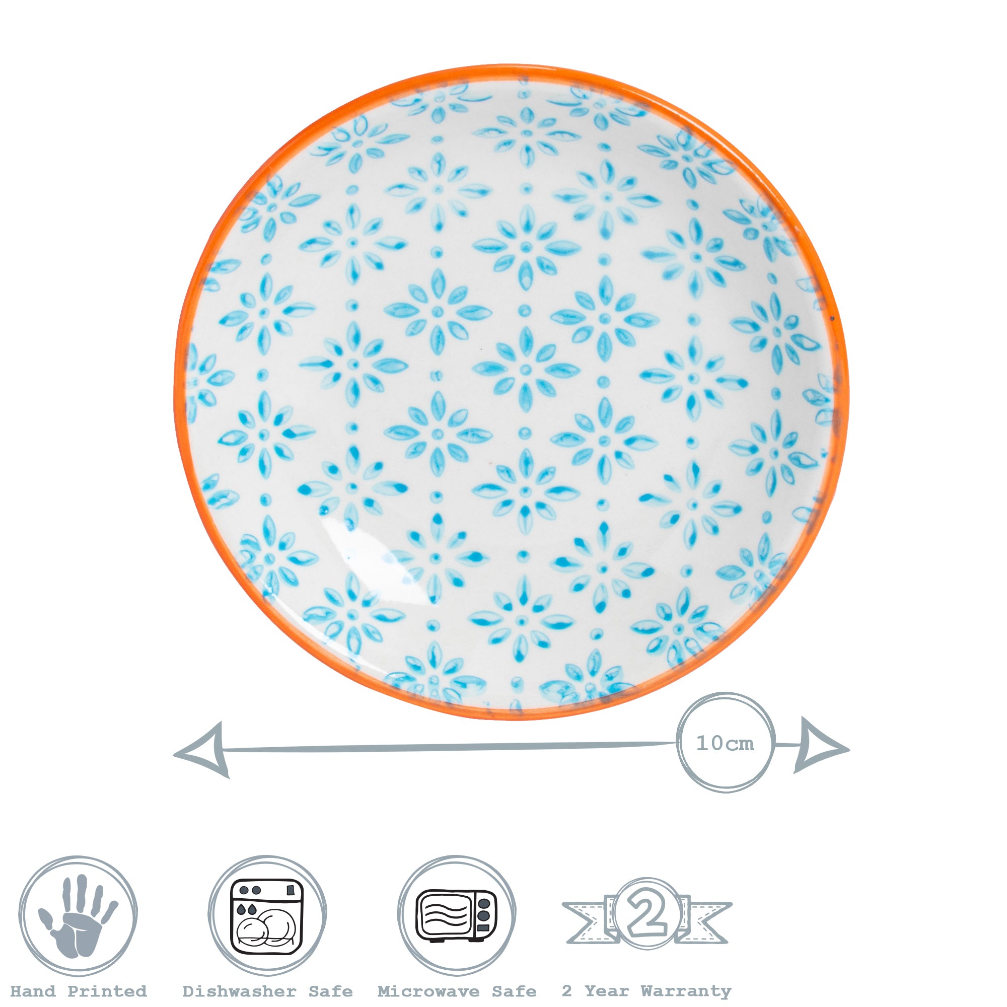 Hand-Printed Sauce Dish - 10cm - Light Blue