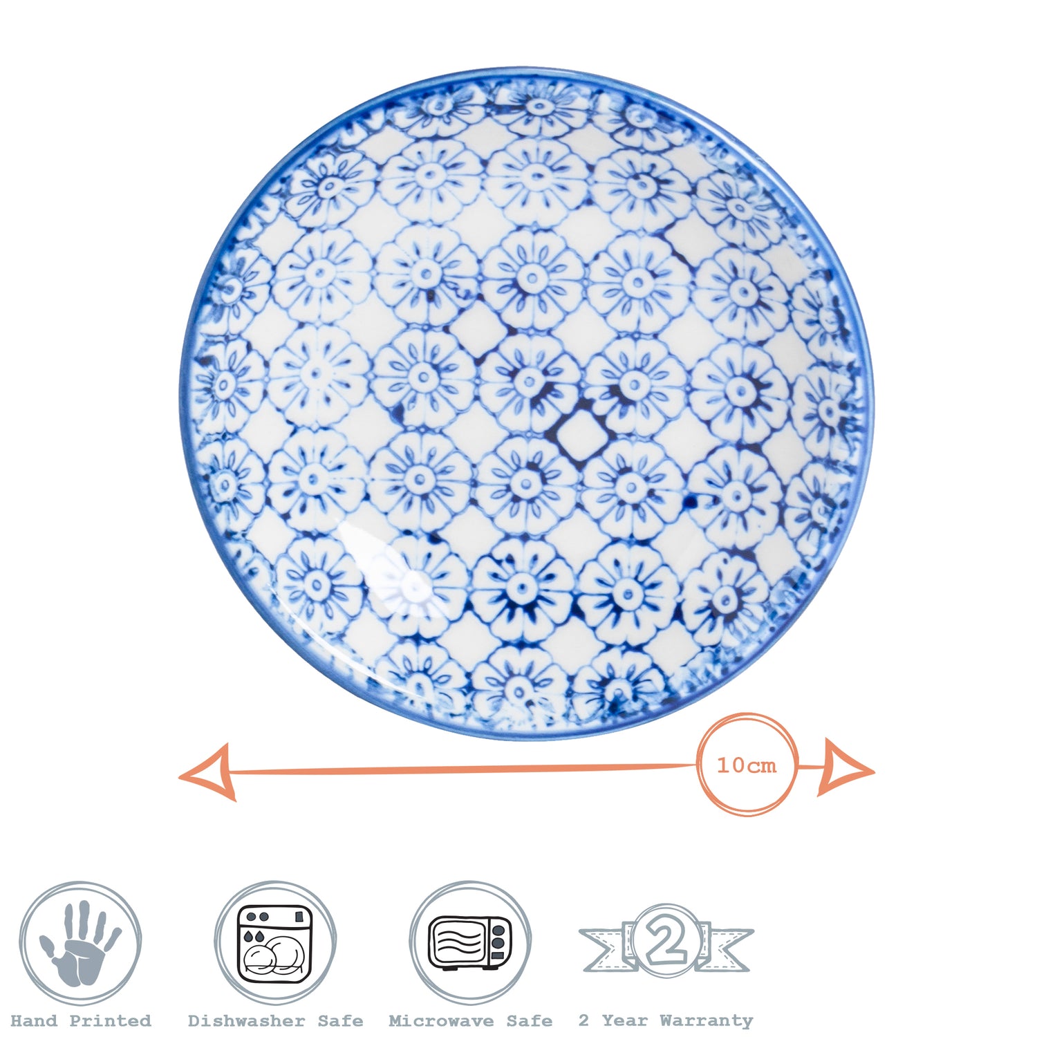 Hand-Printed Sauce Dish - 10cm - Navy