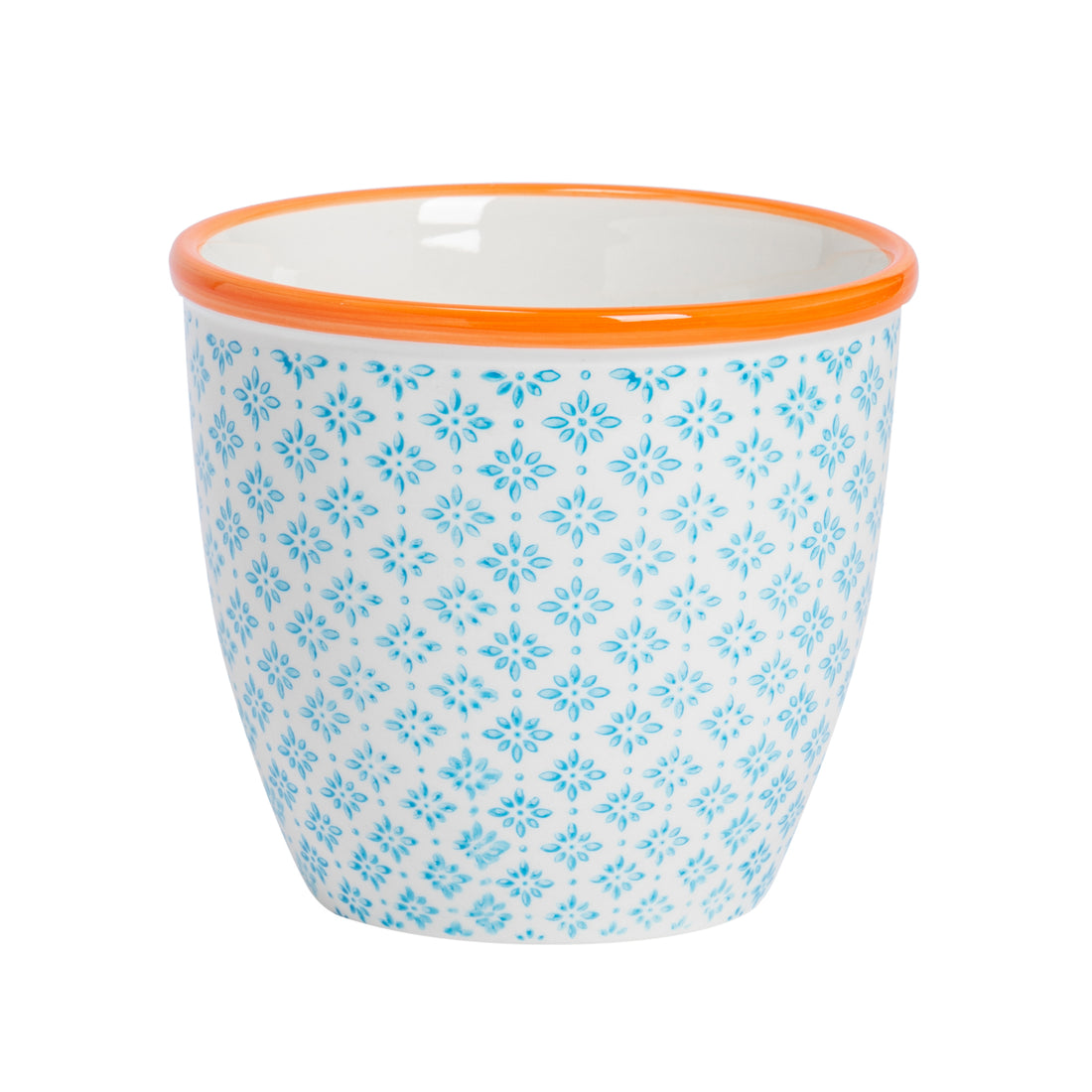 Nicola Spring Hand-Printed Plant Pot - 14cm - Light Blue