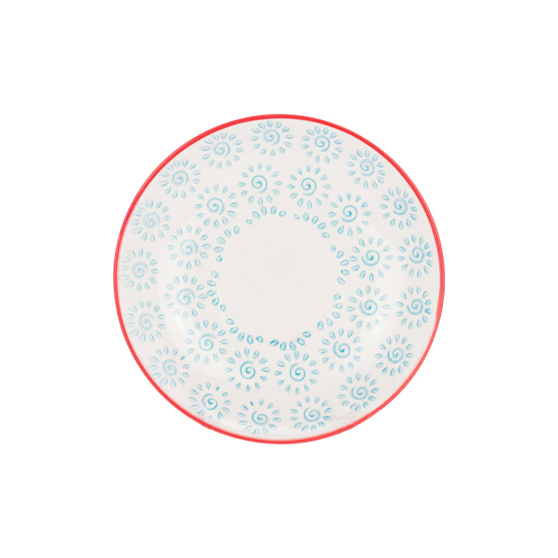Nicola Spring Hand-Printed Cappuccino Saucer - 14.5cm - Turquoise
