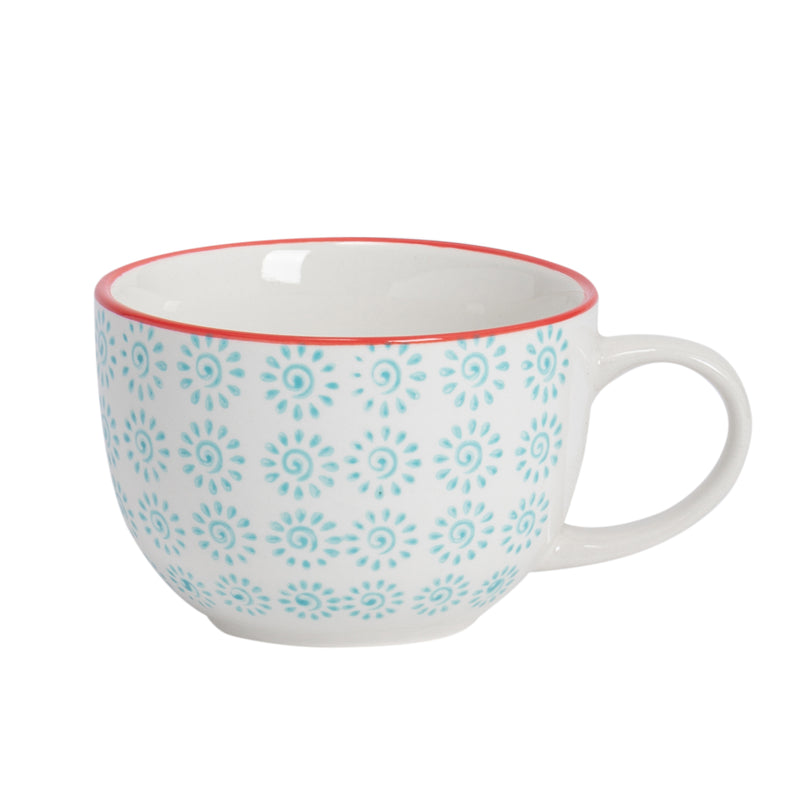 Nicola Spring Hand Printed Cappuccino Cup - 250ml - Turquoise