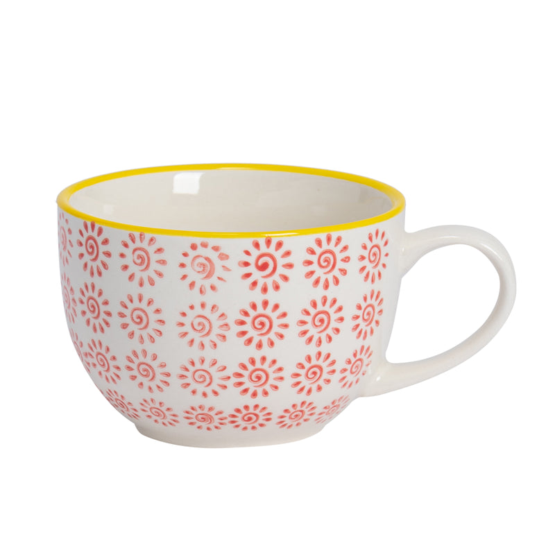 Nicola Spring Hand Printed Cappuccino Cup - 250ml - Red