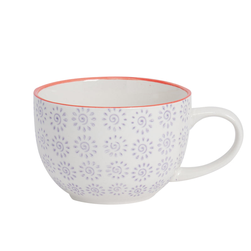 Nicola Spring Hand Printed Cappuccino Cup - 250ml - Purple