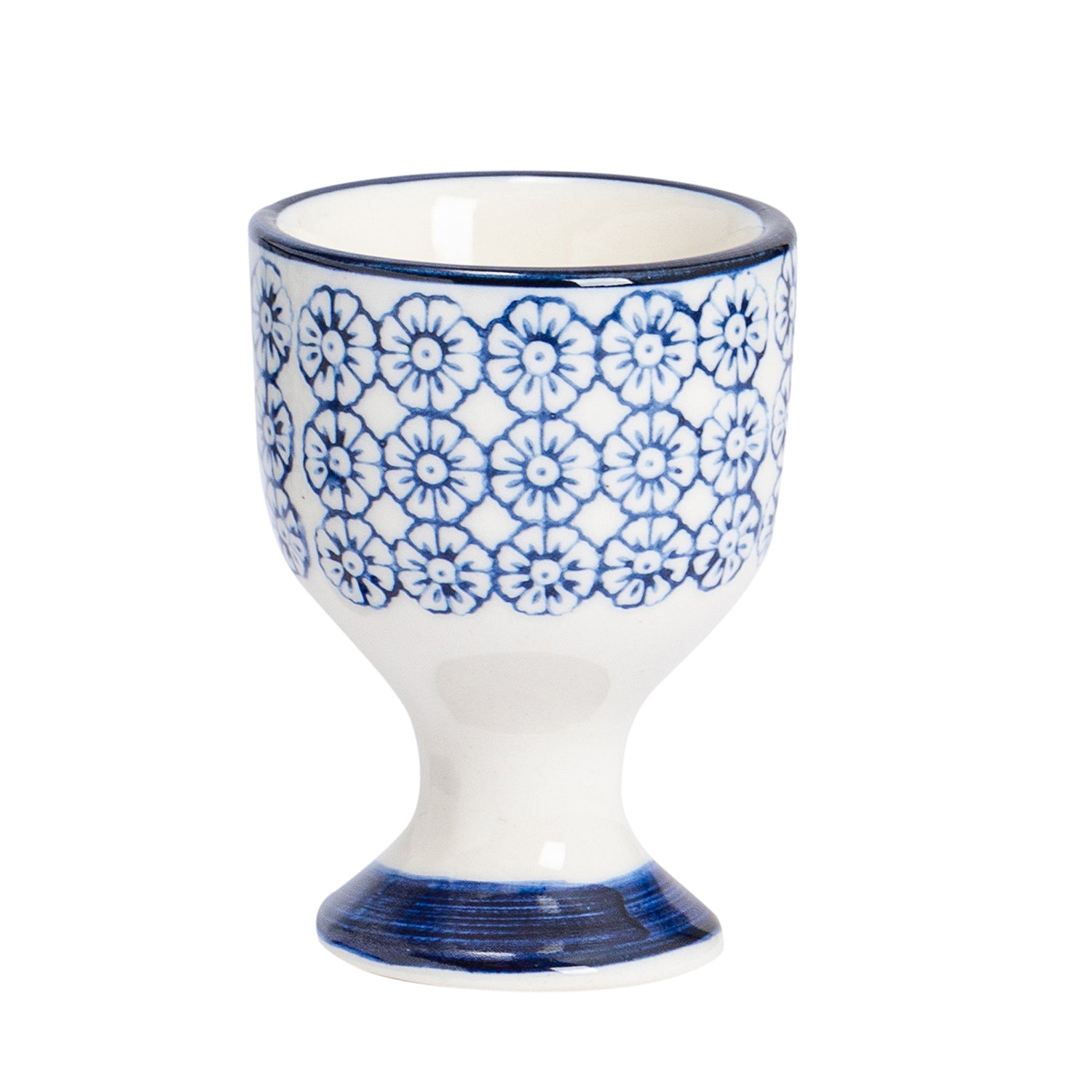 Nicola Spring Hand-Printed Egg Cup - Navy