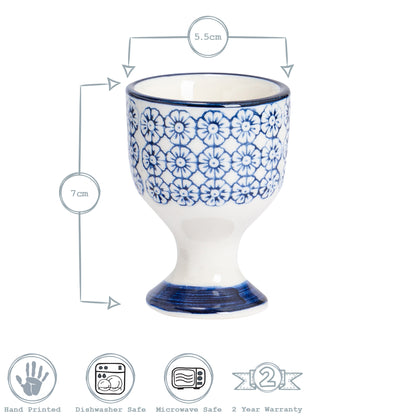 Hand-Printed Egg Cup - Navy