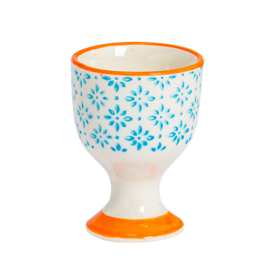 Nicola Spring Hand-Printed Egg Cup - Light Blue