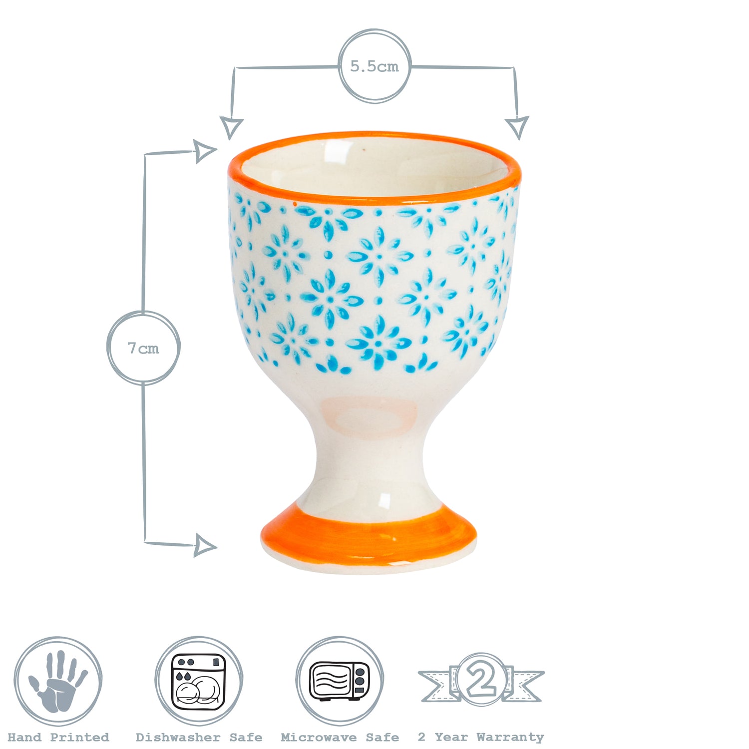 Hand-Printed Egg Cup - Light Blue