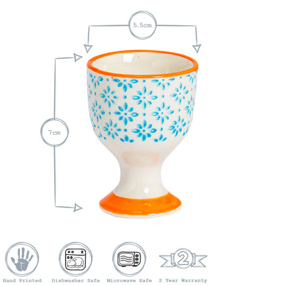 Hand-Printed Egg Cup - Light Blue