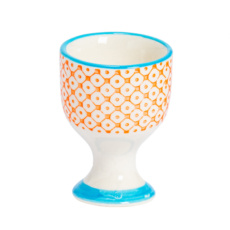 Nicola Spring Hand-Printed Egg Cup - Orange