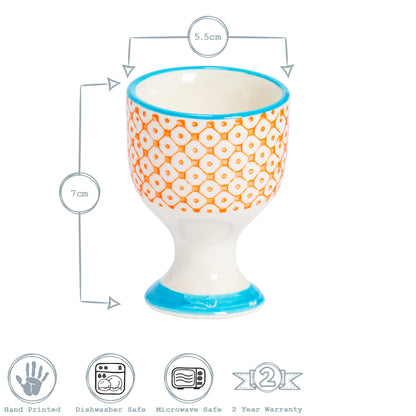 Hand-Printed Egg Cup - Orange