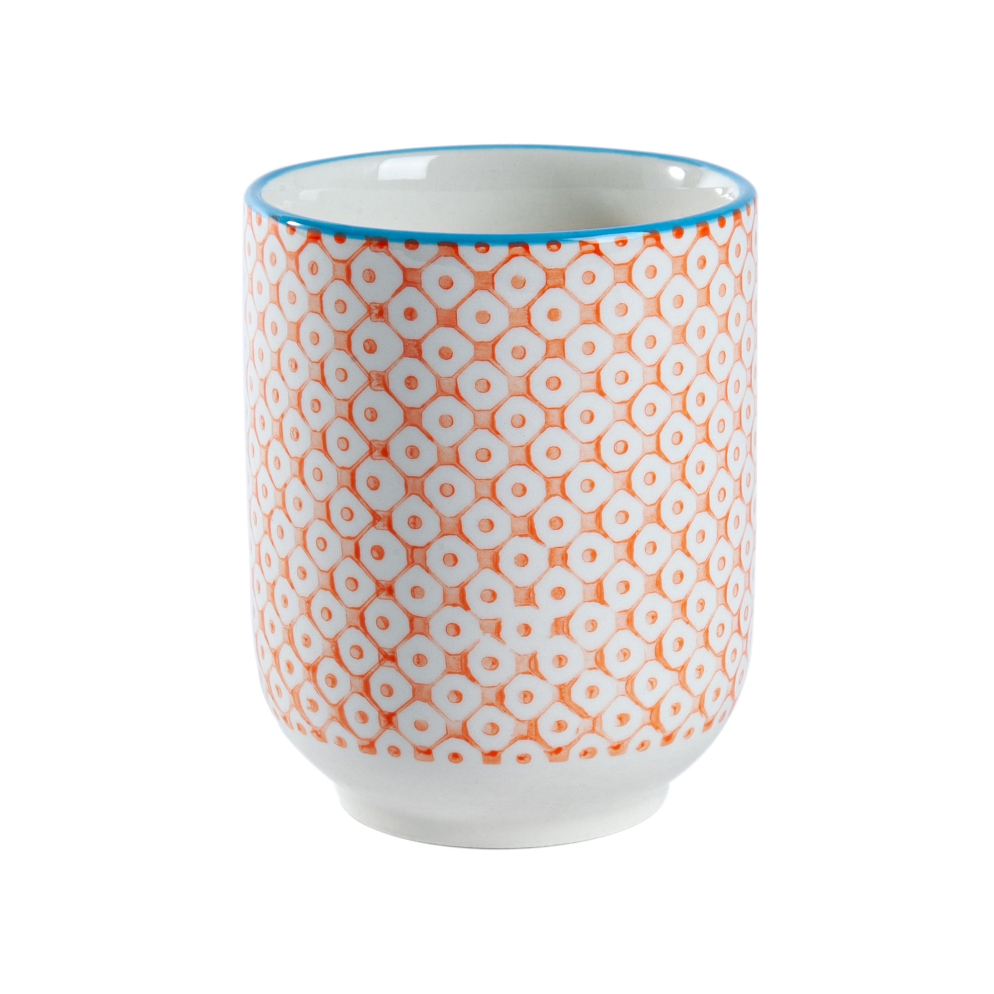 Nicola Spring Hand-Printed No Handle Mug - 280ml - Orange