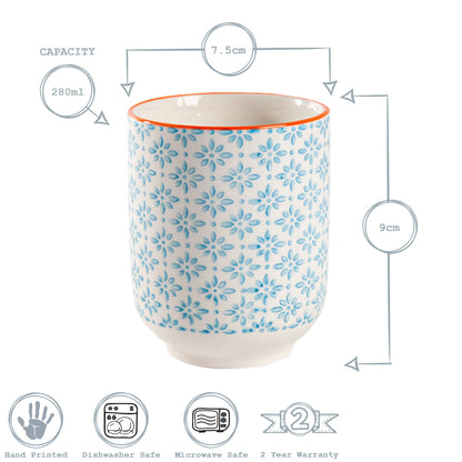 Hand-Printed Porcelain Tumbler - 280ml - Light Blue
