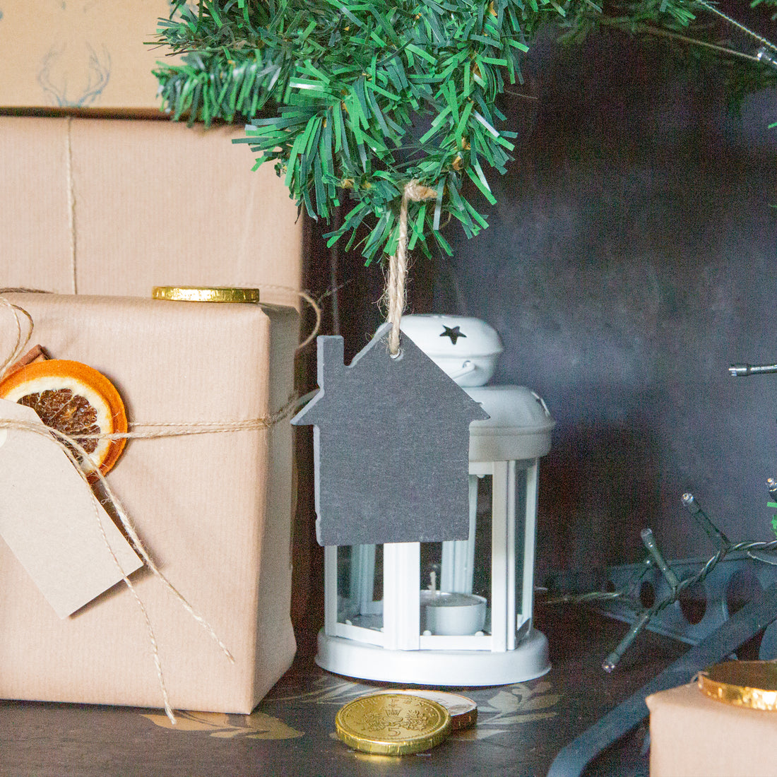 Slate Christmas Tree Decoration - House